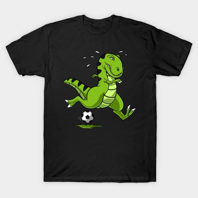 T-Rex Dinosaur Soccer Player T-Shirt by underheaven